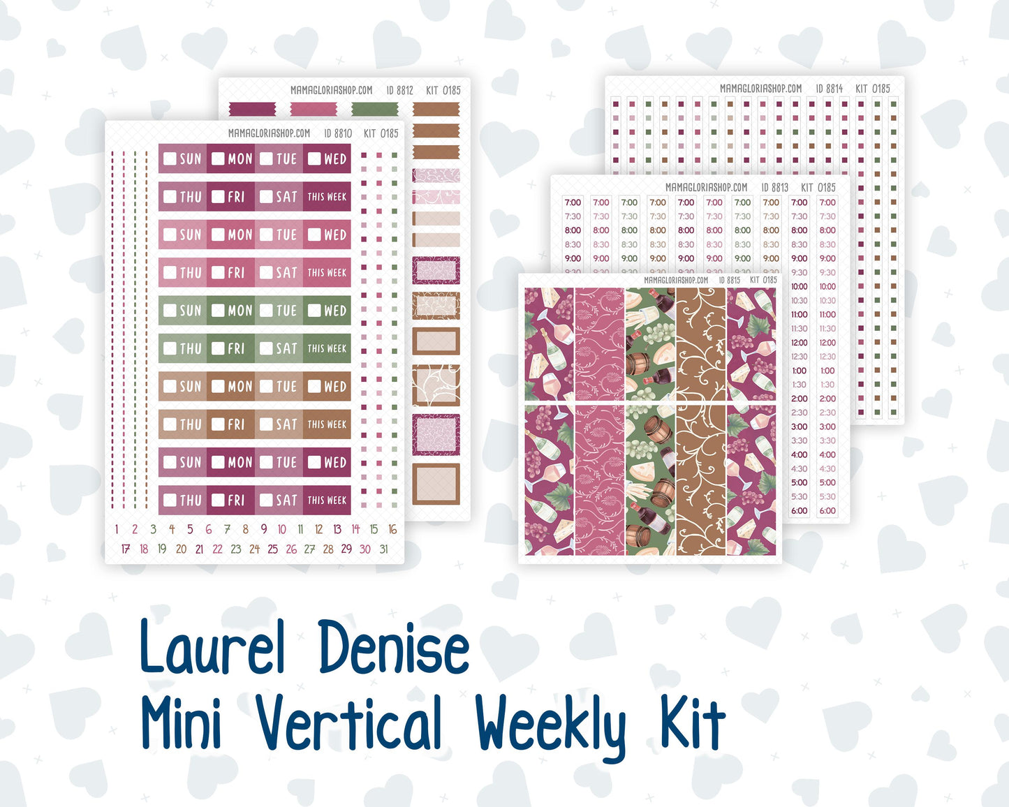 Kit 0185 Laurel Denise Mini Size – Weekly - Vertical Layout - Wine Time - September - Fall