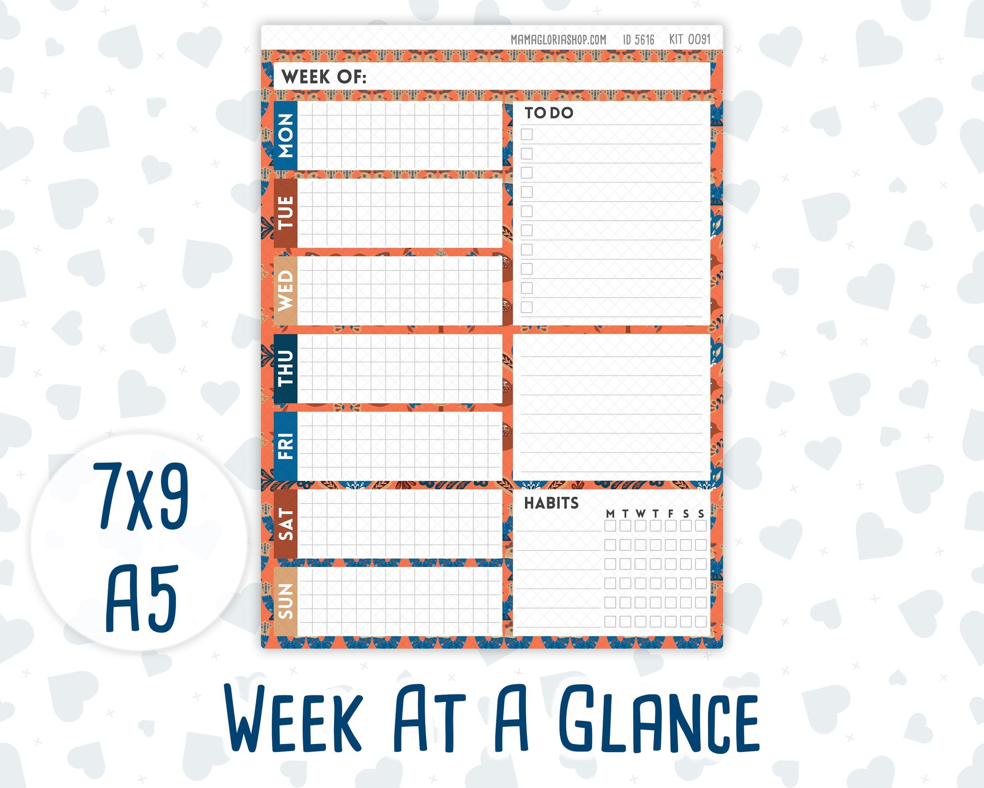 Kit 0091- Week At A Glance - Nordic Autumn - For 7x9 & A5 Planners - Notebooks -Fall