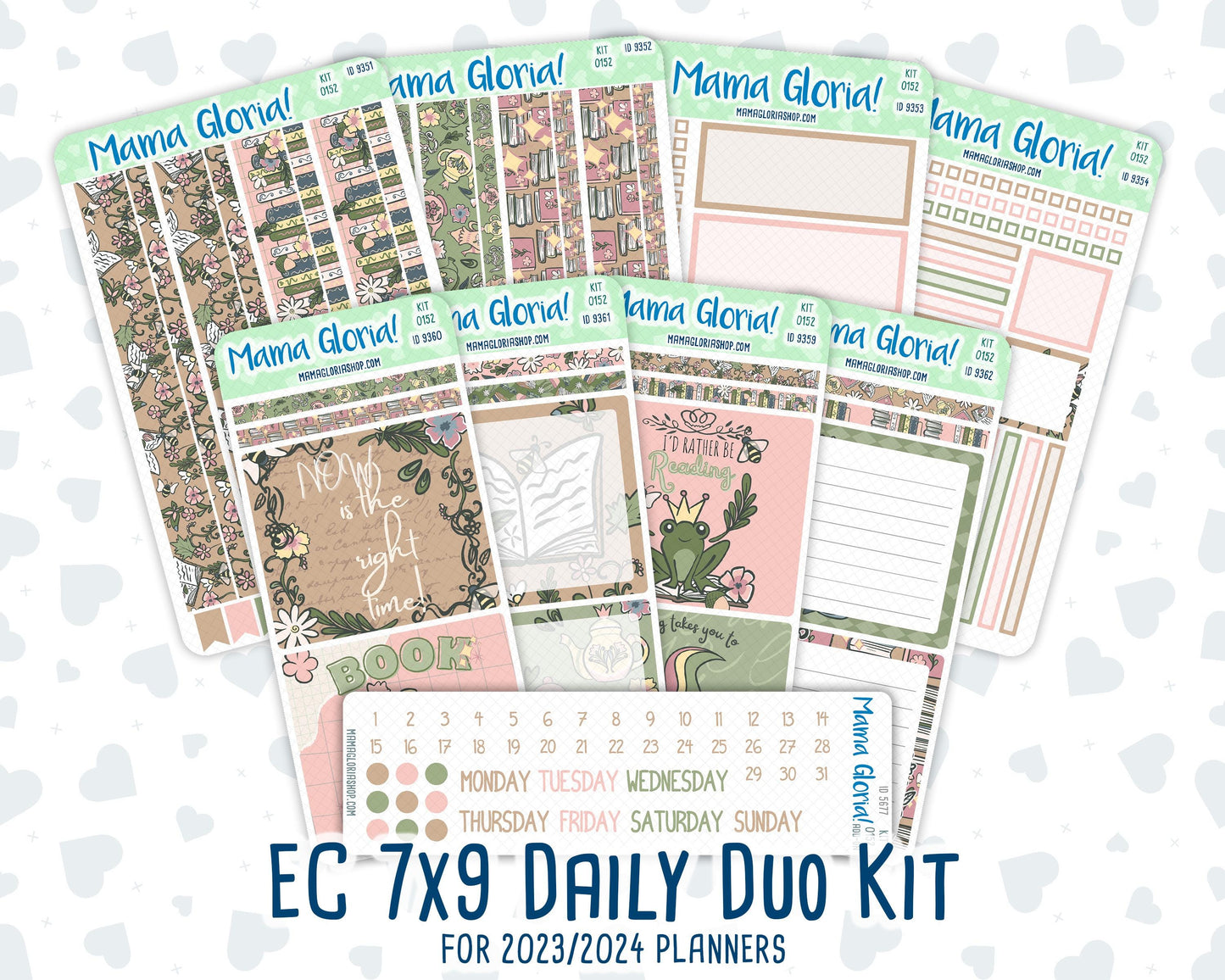 Kit 0152 - 7x9 Daily Duo - Froggy Reads - Planner