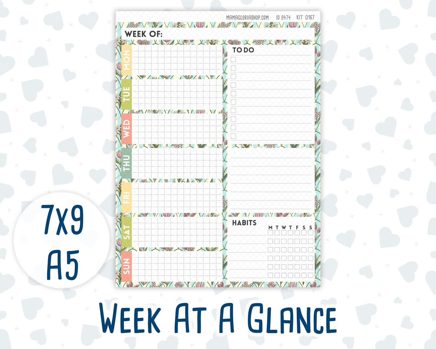 Kit 0167 - Week At A Glance - Picnic - For 7x9 & A5 Planners - Notebooks