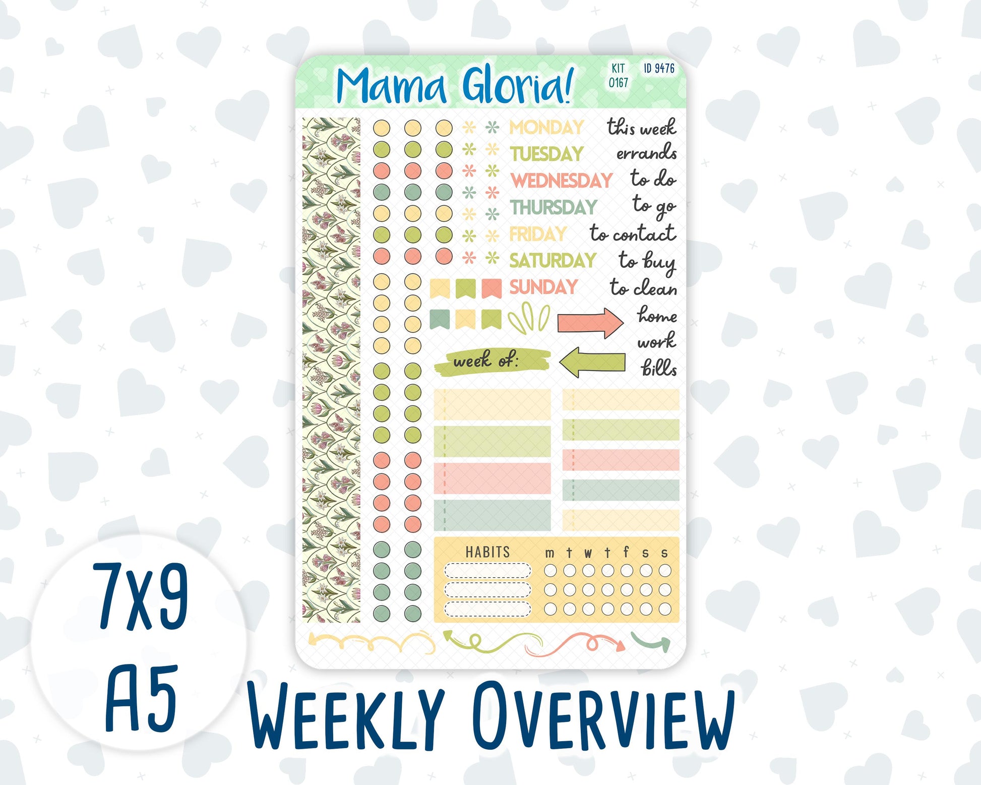 Kit 0167 - Weekly Overview - Picnic - For 7x9 & A5 Planners - Notebooks