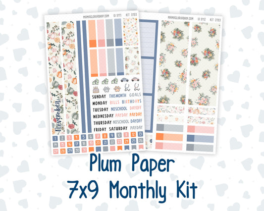 Kit 0193 Plum Paper 7x9 – Monthly - Harvest Blooms - November - Autumn