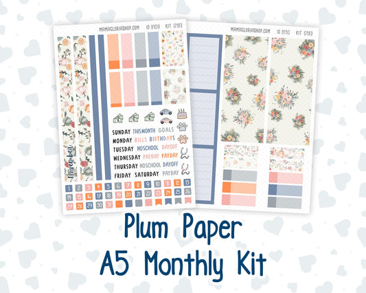 Kit 0193 Plum Paper A5– Monthly - Harvest Blooms - November - Autumn