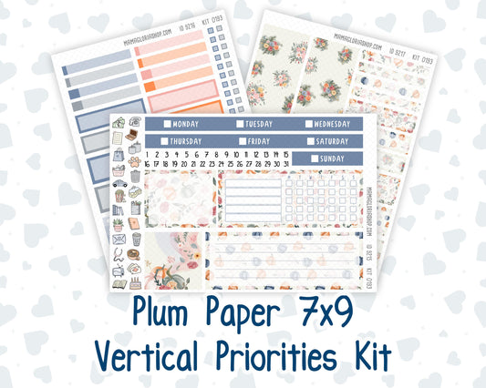 Kit 0193 7x9 Plum Paper Vertical Priorities - Harvest Blooms - November - Fall - Planner