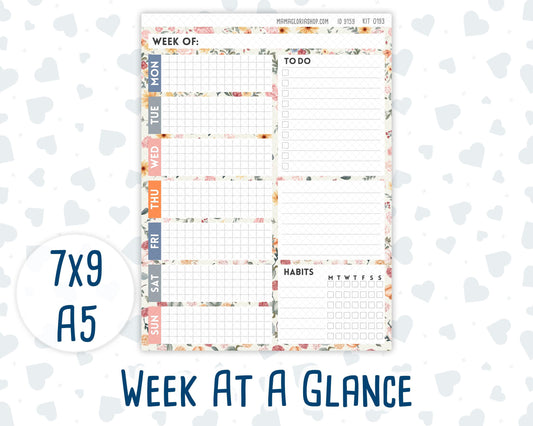 Kit 0193- Week At A Glance - Harvest Blooms - For 7x9 & A5 Planners - Notebooks - November -Fall