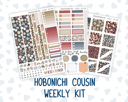 Kit 0194 Hobonichi Cousin – Weekly Kit – 1.3” Wide Columns - Floral Dreams - November - Fall