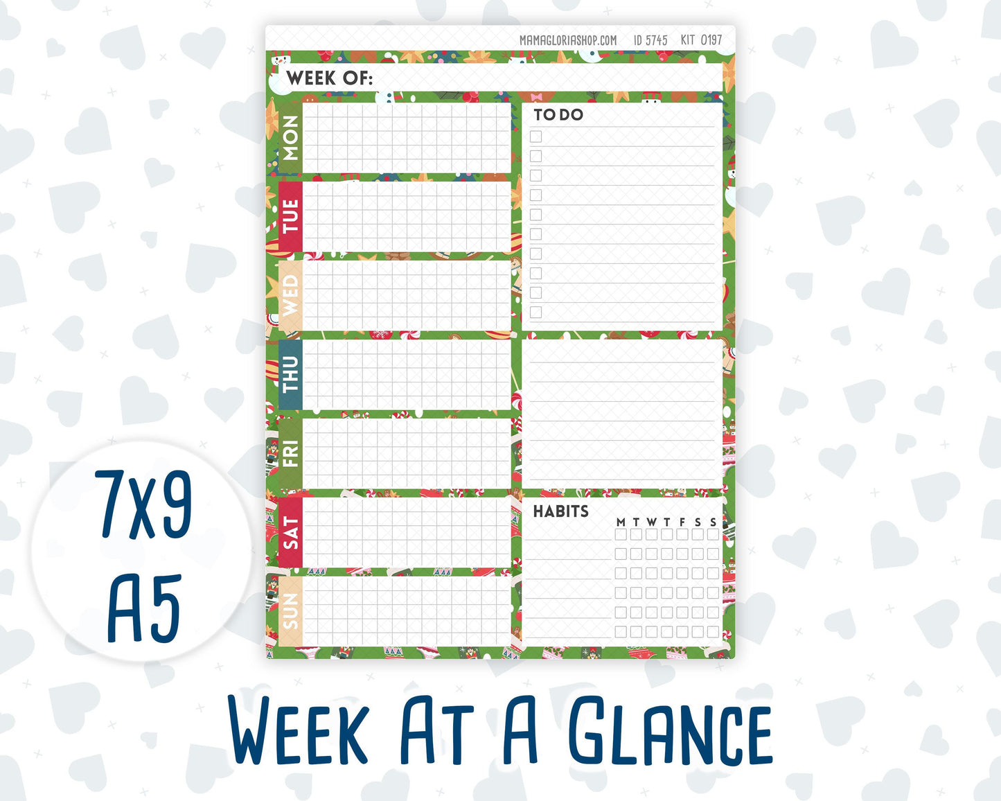 Kit 0197- Week At A Glance - Nutcracker Magic - December - Christmas - For 7x9 & A5 Planners - Notebooks