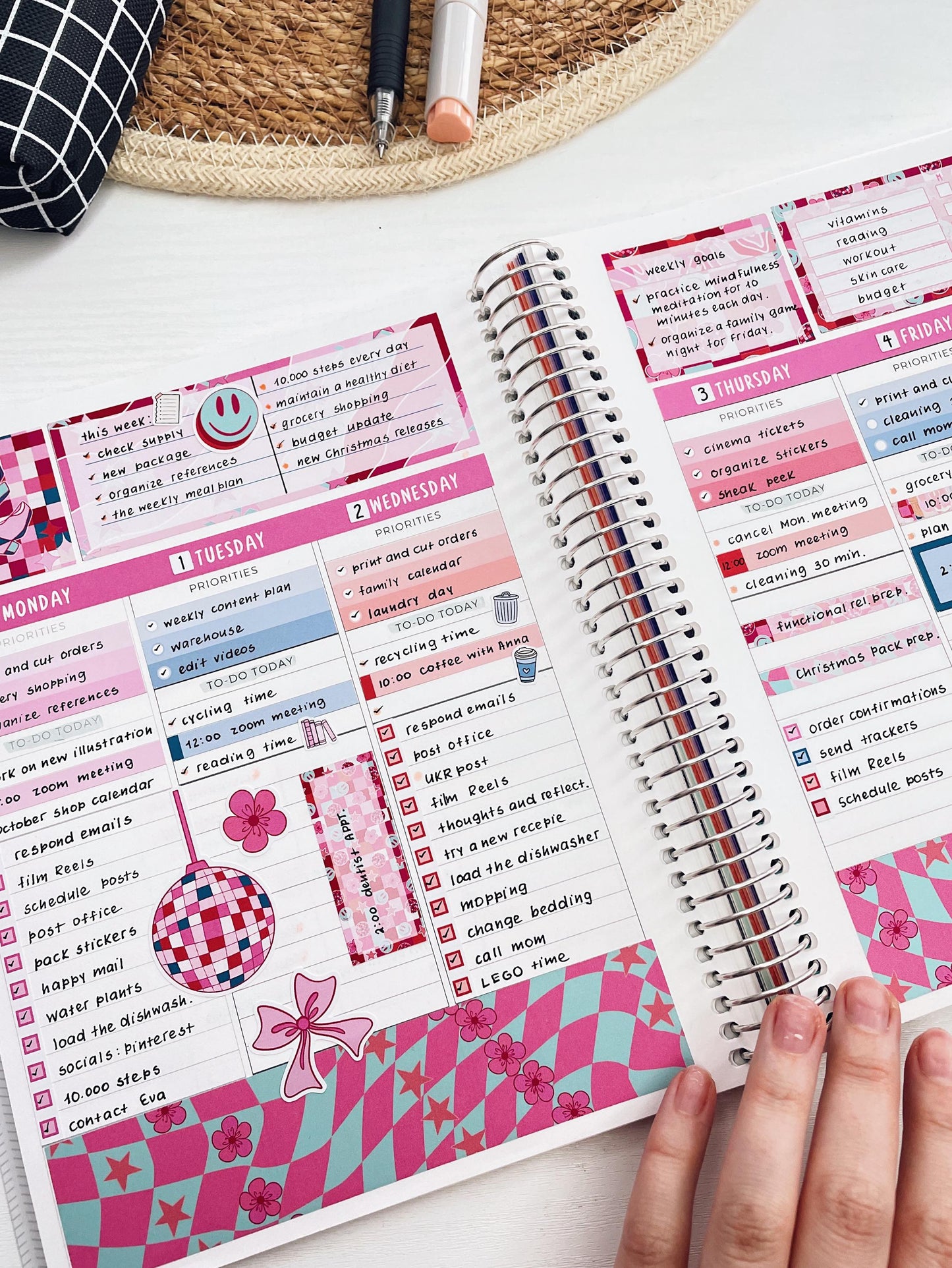 Kit 0228 - 7x9 - Vertical Priorities - Plum Paper - Weekly Kit - August - Just Peachy