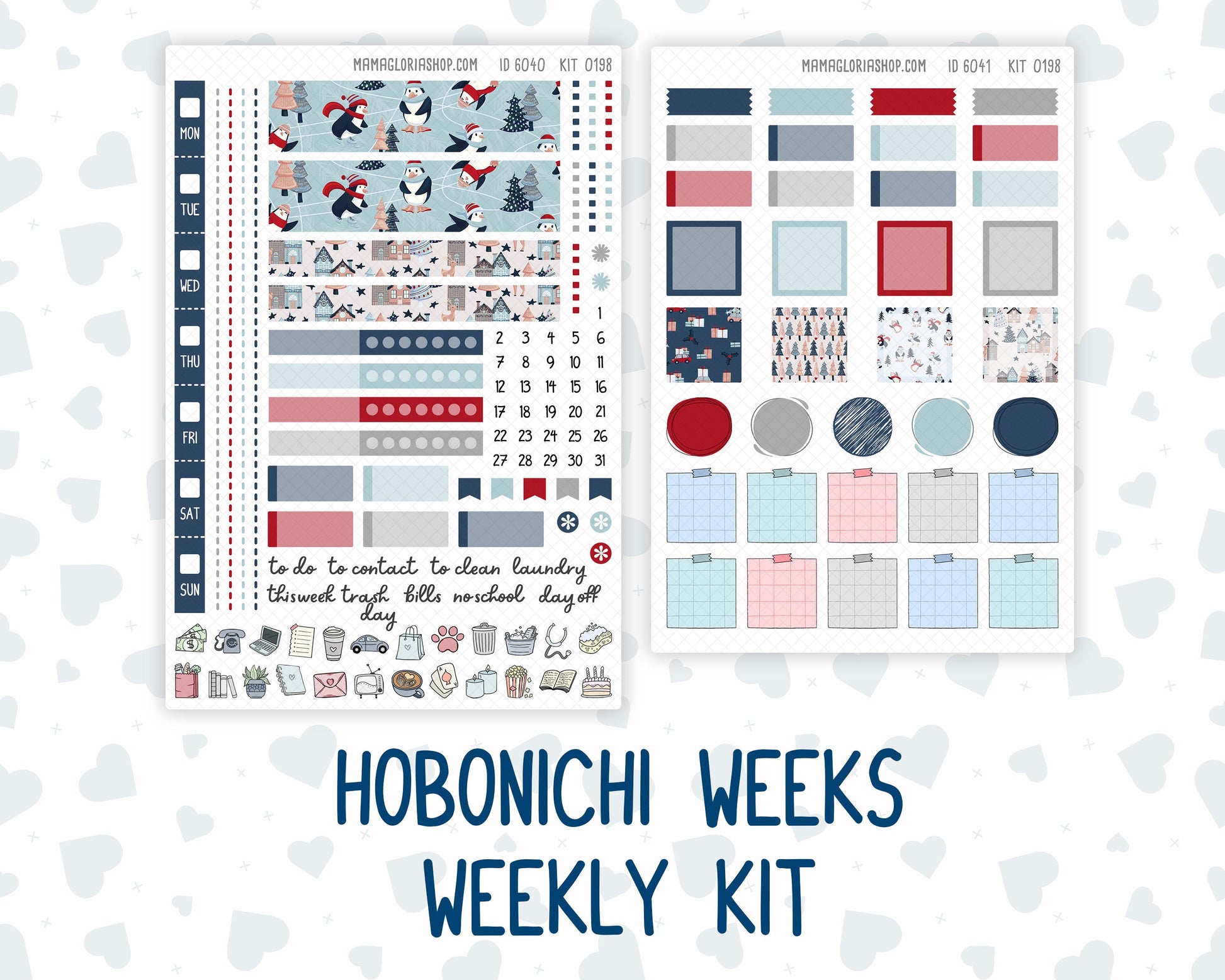 Kit 0198 Hobonichi Weeks – Weekly Kit - Holiday Village - December - Christmas