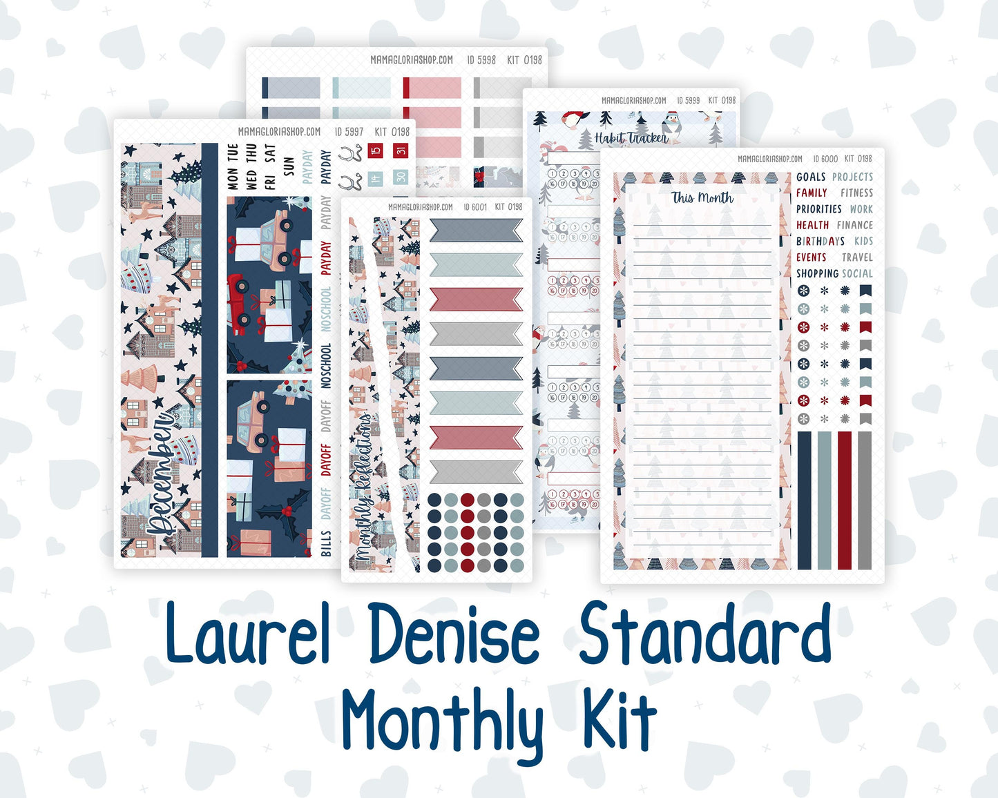 Kit 0198 Laurel Denise Standard Size – Monthly - Holiday Village - December - Christmas