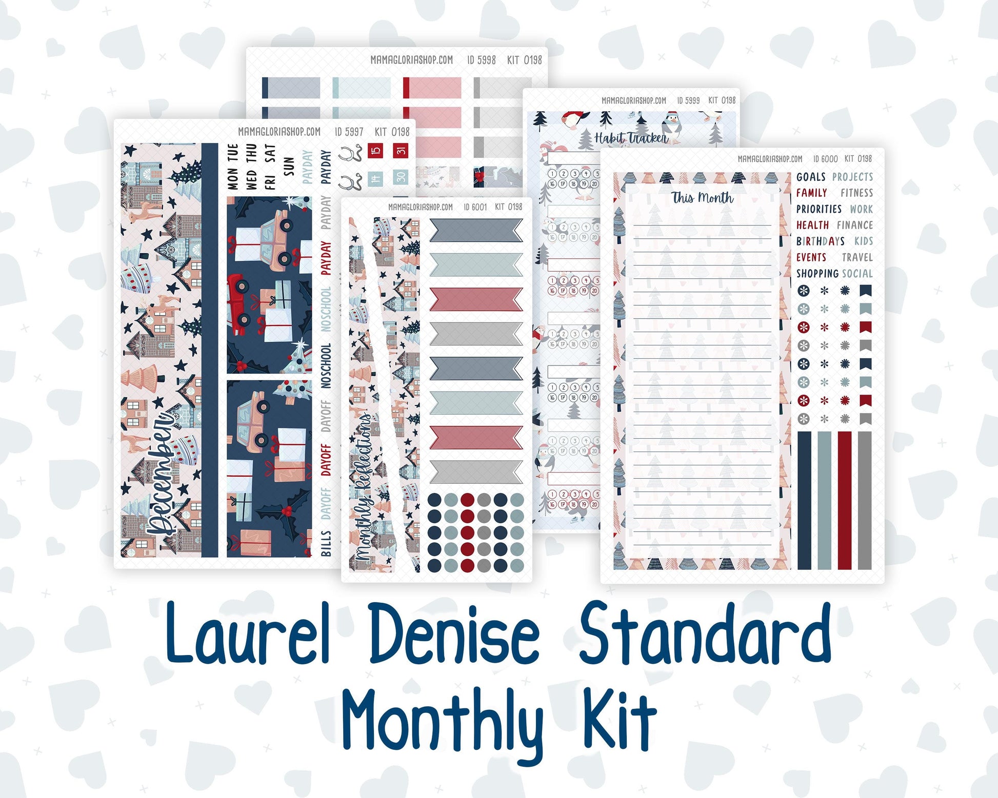 Kit 0198 Laurel Denise Standard Size – Monthly - Holiday Village - December - Christmas