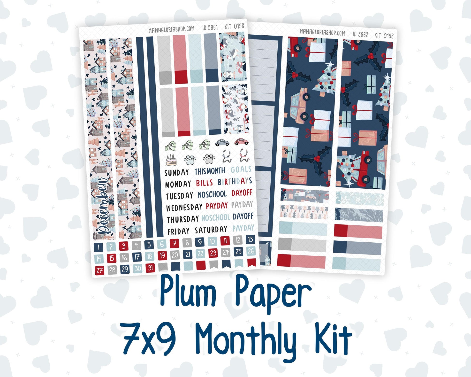 Kit 0198 Plum Paper 7x9 – Monthly - Holiday Village - Christmas - December