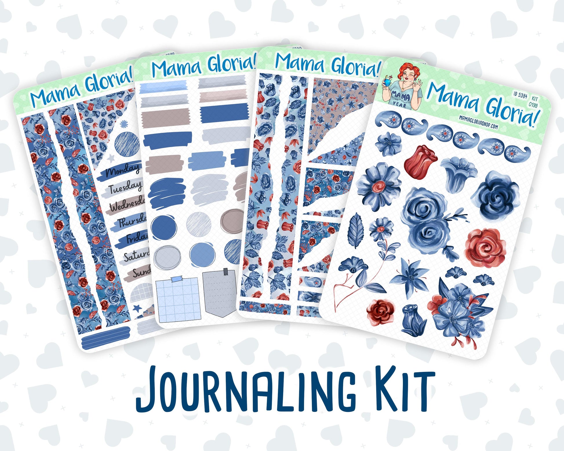 Kit 0199- Icy Blossoms - Journaling Kit - December - Christmas - For Planner - Notebook - Journal