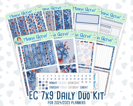 Kit 0199- 7x9 Daily Duo - Icy Blossoms -December - Christmas - Planner