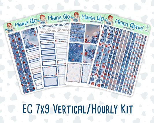 Kit 0199- 7x9 - Icy Blossoms - December - Christmas - Weekly Kit For Planners