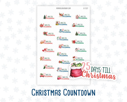 Christmas Countdown - Text & Icon Stickers For Planners