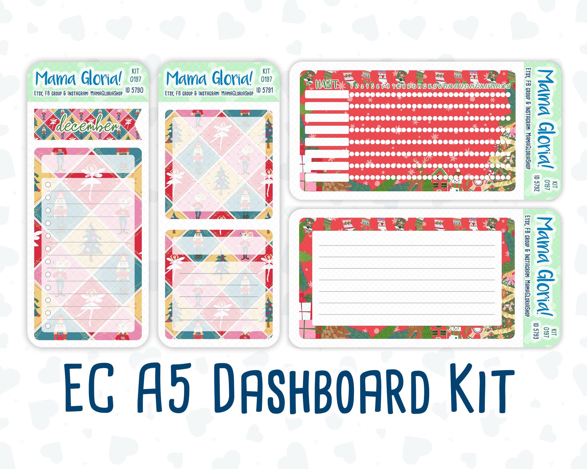 Kit 0197 - A5 - Nutcracker Magic - December - Christmas- Notes Pages - Dashboard Kit - Productivity Page