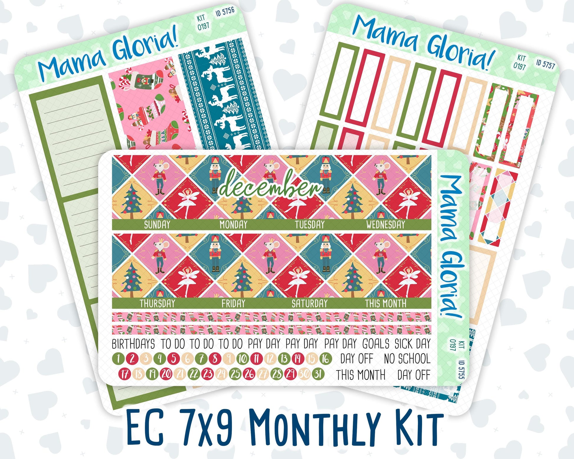 Kit 0197- 7x9 - Monthly - Nutcracker Magic - December- Christmas - For EC Planners