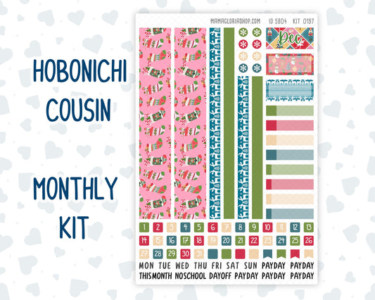 Kit 0197 Hobonichi Cousin – Monthly – 1.3” Wide Columns - Nutcracker Magic - December- Christmas