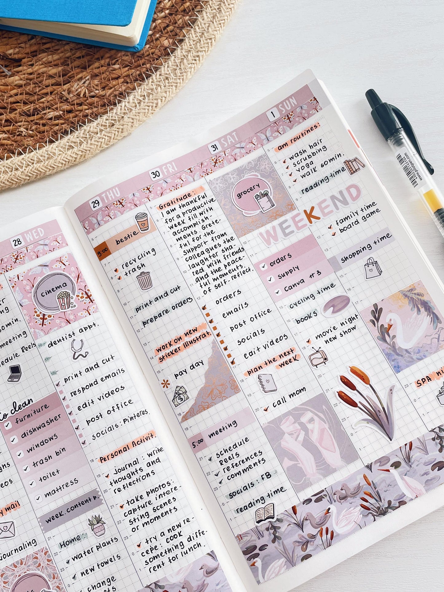 Kit 0263 - Hobonichi Cousin - Weekly Kit - April - Lavender Drift - 1.3” Wide Columns