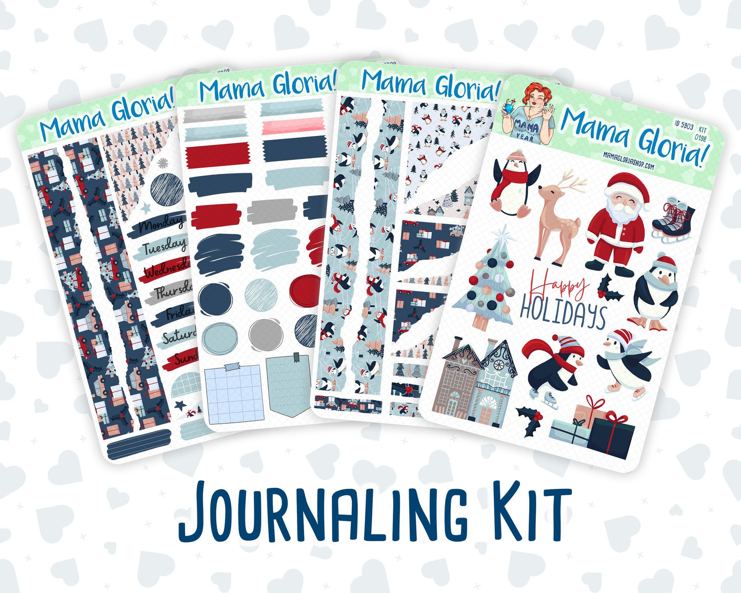 Kit 0198- Holiday Village - Journaling Kit - December - Christmas - For Planner - Notebook - Journal