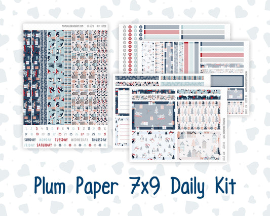 Kit 0198 - 7x9 Plum Paper Daily - Holiday Village - Planner - December - Christmas