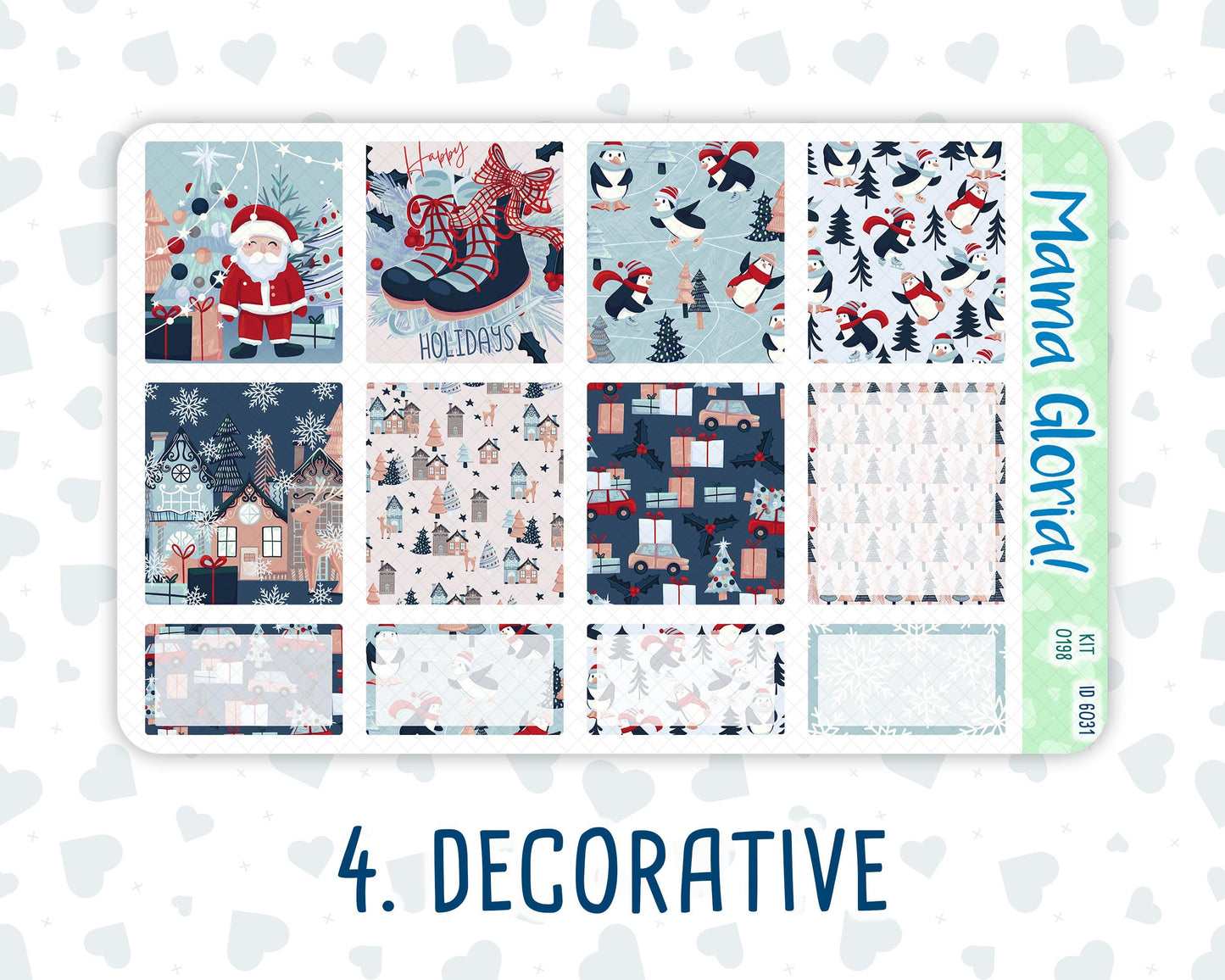 Kit 0198- 7x9 - Holiday Village - Weekly Kit For EC Horizontal Planners - December- Christmas