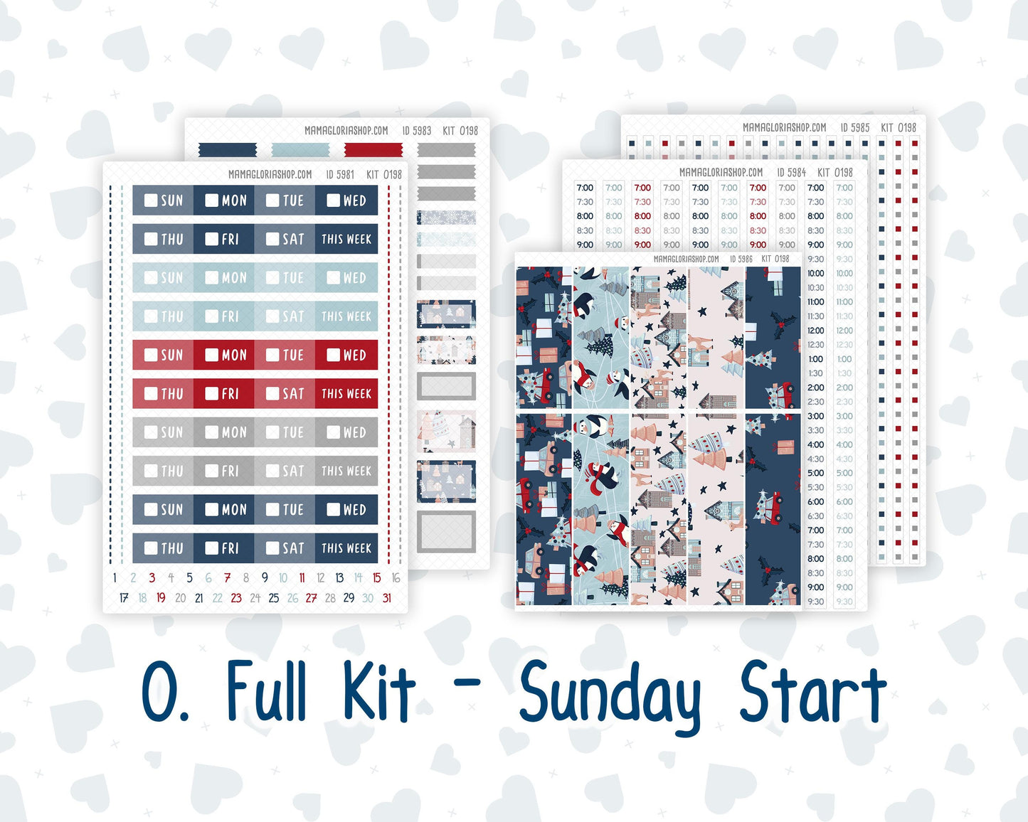 Kit 0198 Laurel Denise Standard Size – Weekly - Vertical Layout - Holiday Village - December- Christmas