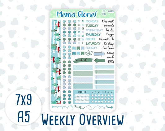 Kit 0196- Weekly Overview - Winter Warmth - December - Christmas - For 7x9 & A5 Planners - Notebooks