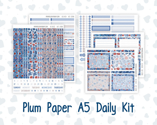 Kit 0199 A5 Plum Paper Daily - Icy Blossoms - Planner -December - Christmas