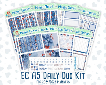 Kit 0199 - A5 Daily Duo - Icy Blossoms - December - Christmas -Planner