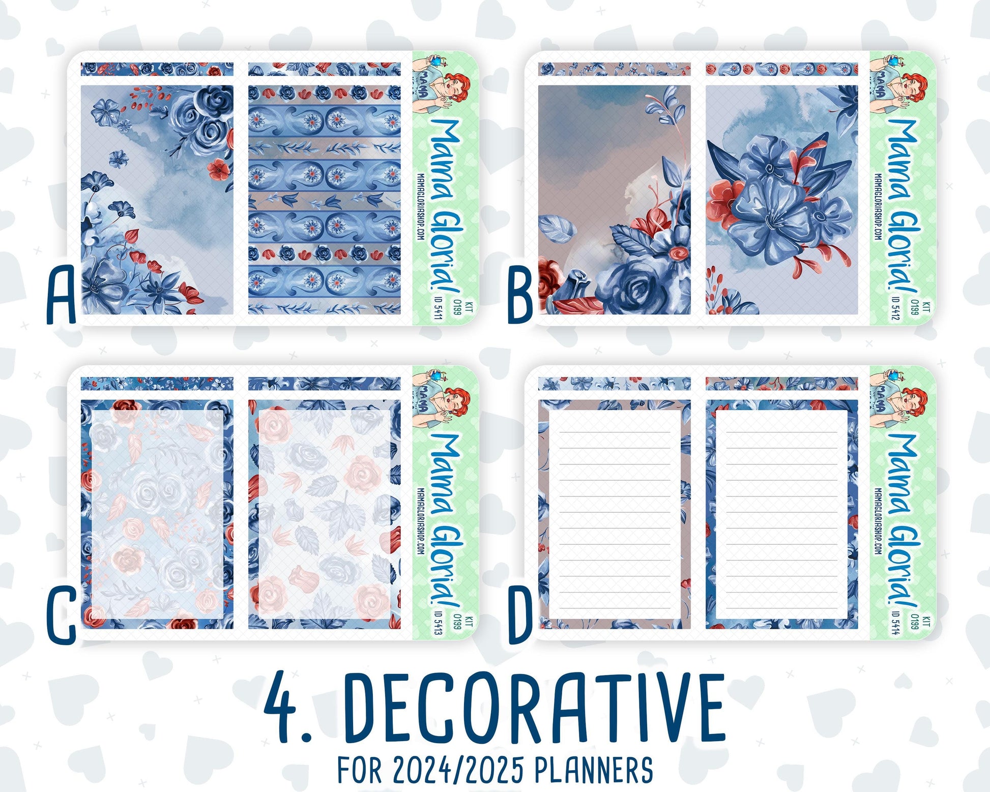 Kit 0199 - A5 Daily Duo - Icy Blossoms - December - Christmas -Planner