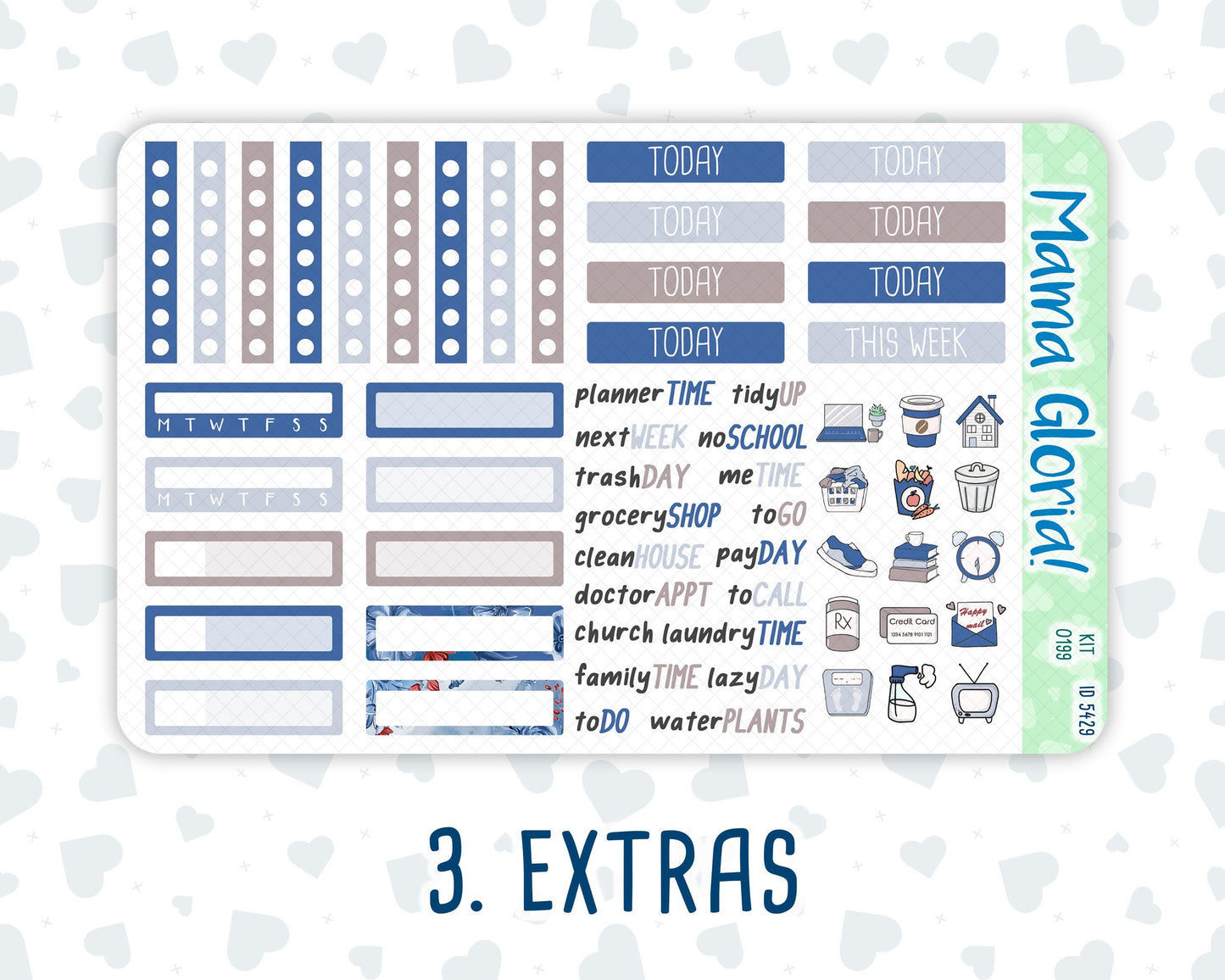 Kit 0199- 7x9 - Icy Blossoms - Weekly Kit For EC Horizontal Planners - December- Christmas