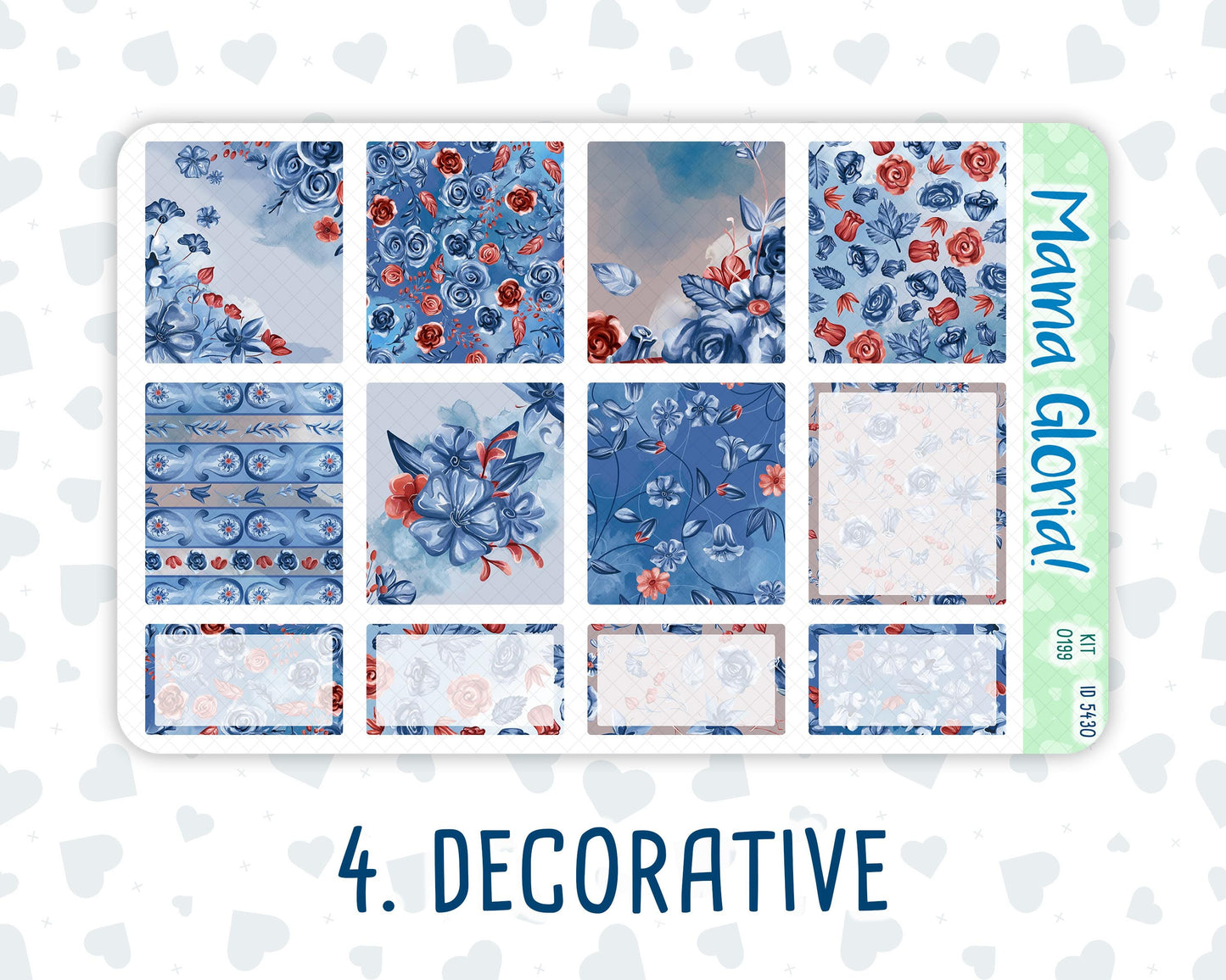 Kit 0199- 7x9 - Icy Blossoms - Weekly Kit For EC Horizontal Planners - December- Christmas