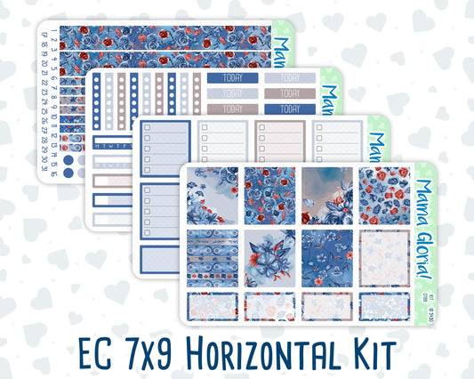 Kit 0199- 7x9 - Icy Blossoms - Weekly Kit For EC Horizontal Planners - December- Christmas