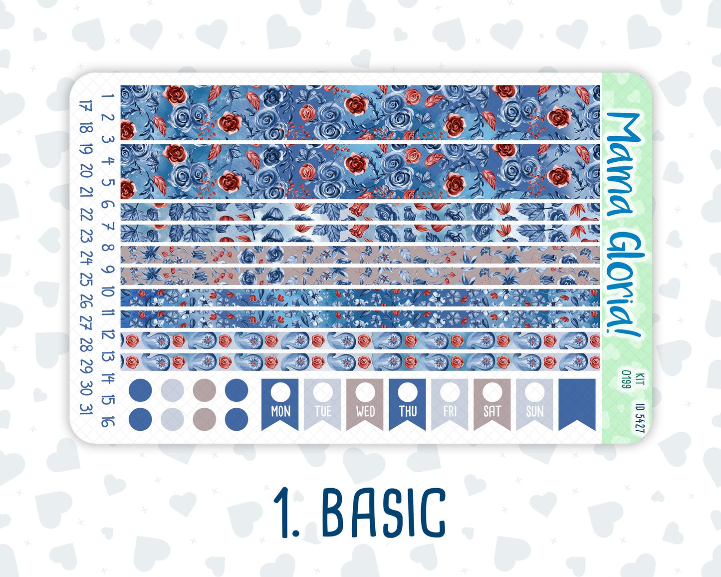 Kit 0199- 7x9 - Icy Blossoms - Weekly Kit For EC Horizontal Planners - December- Christmas