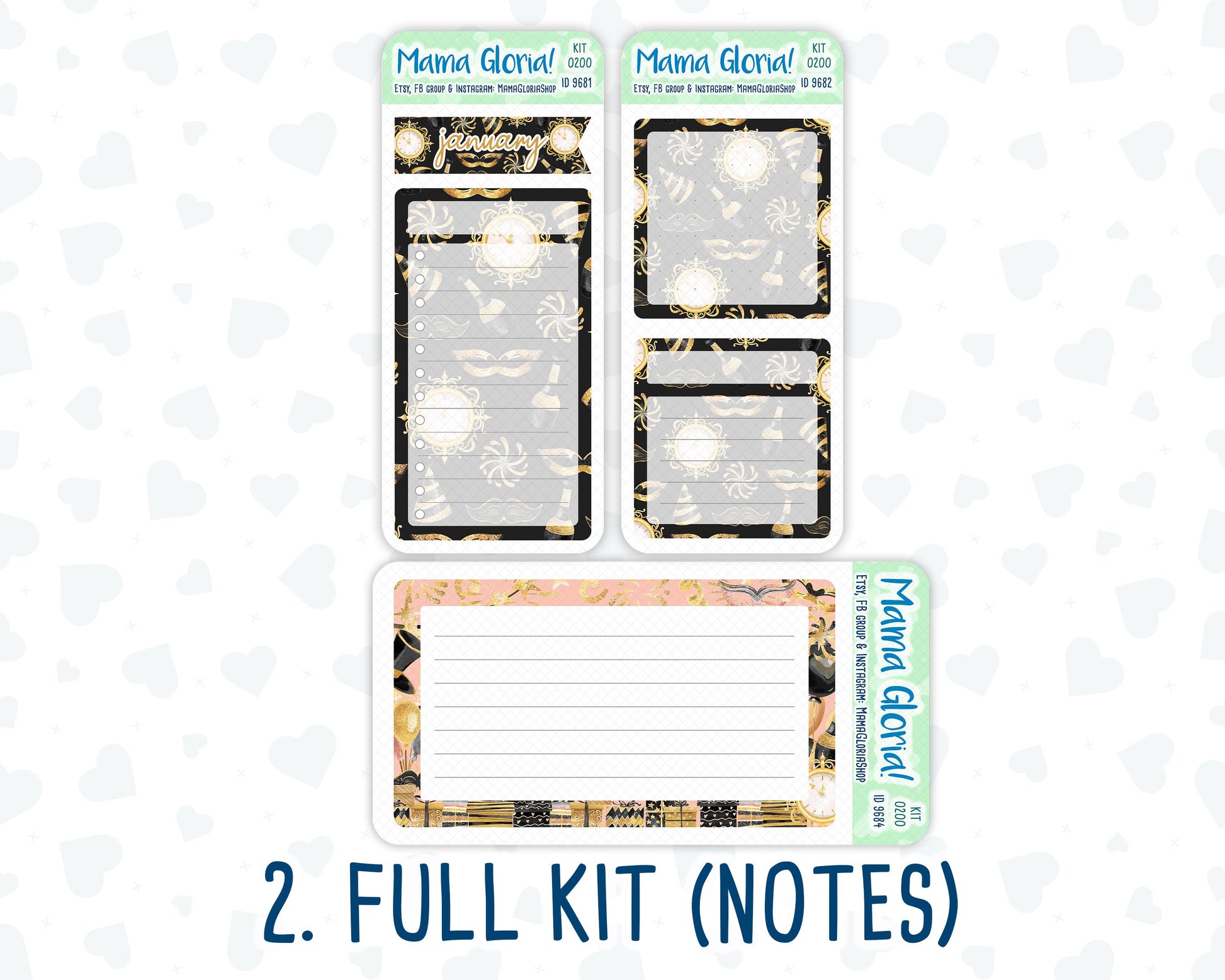 Kit 0200- A5 - Golden Hour - January - New Year - Notes Pages - Dashboard Kit - Productivity Page