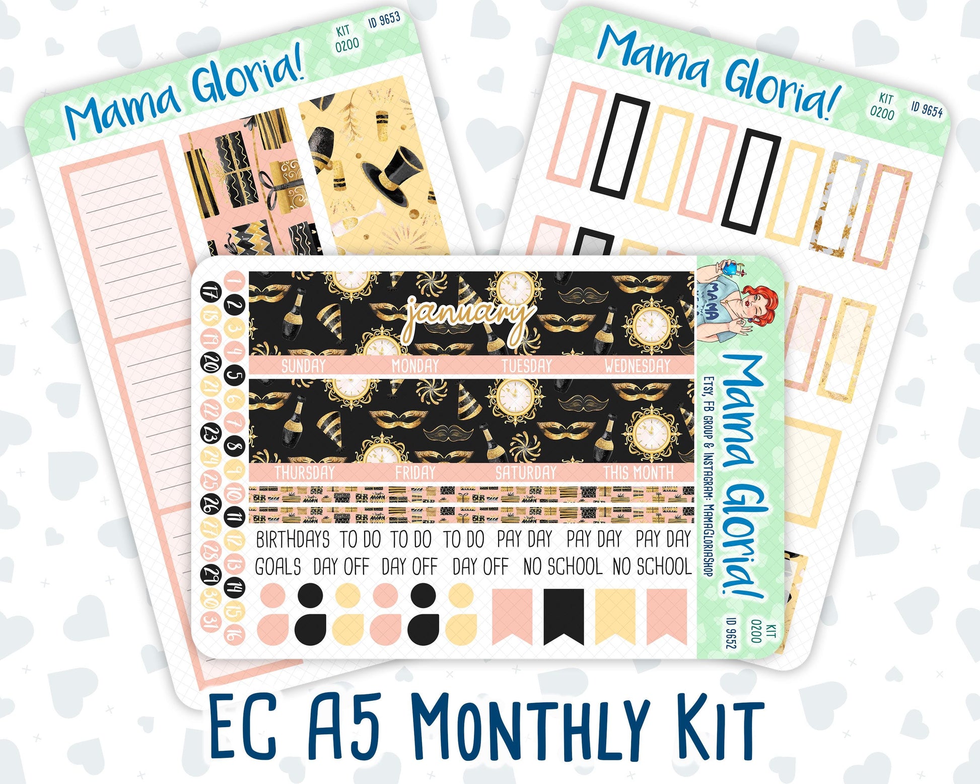 Kit 0200 -A5 -Monthly - Golden Hour - January - New Year - Kit