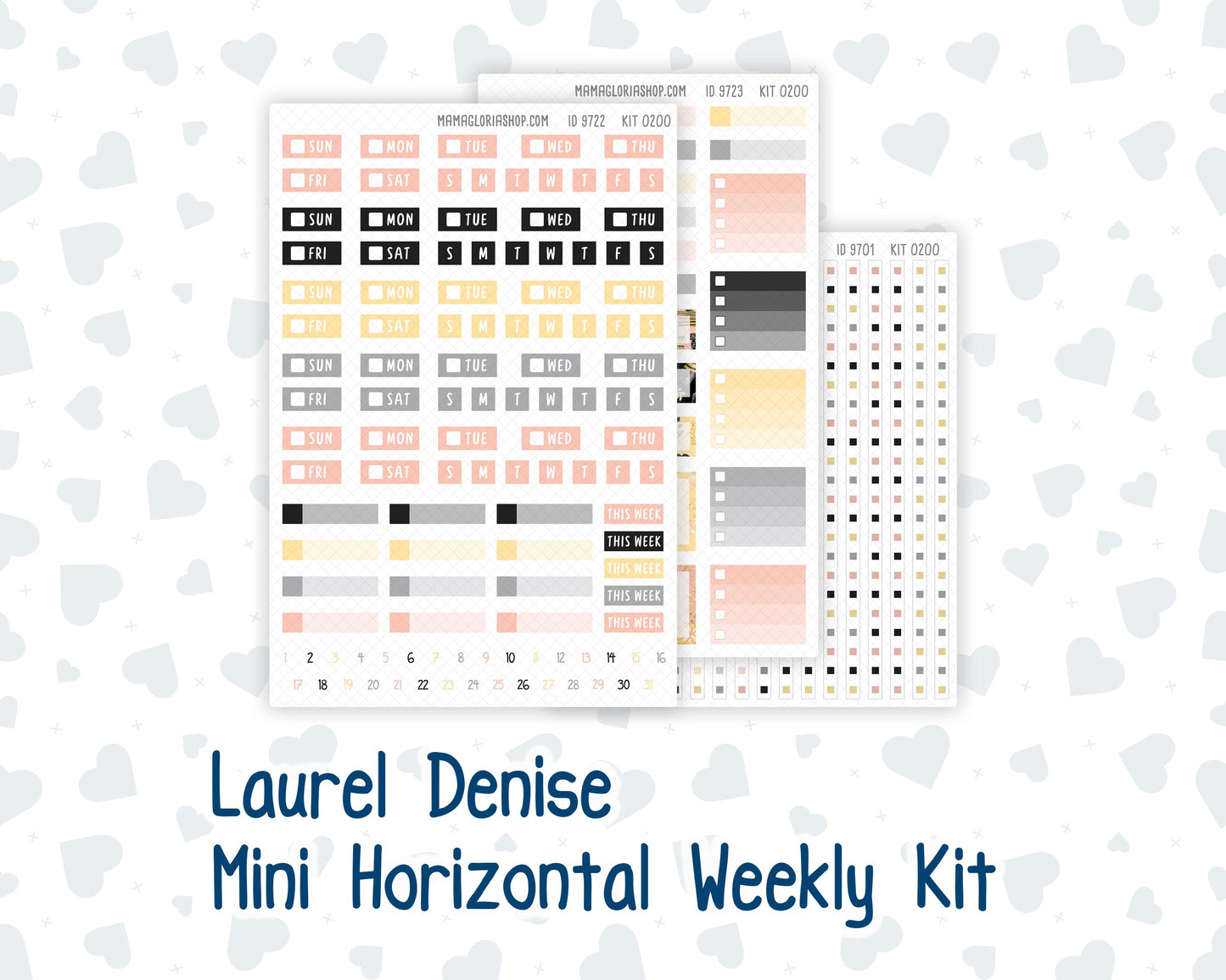 Kit 0200 Laurel Denise Mini Size – Weekly - Horizontal Layout - Golden Hour - January- New Year