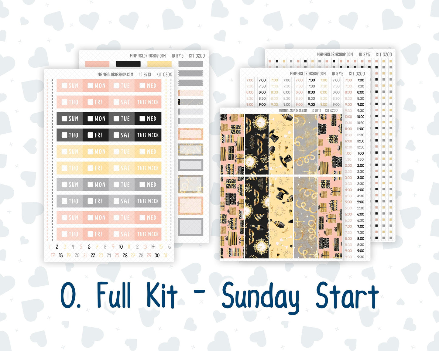 Kit 0200 Laurel Denise Standard Size – Weekly - Vertical Layout - Golden Hour - January - New Year