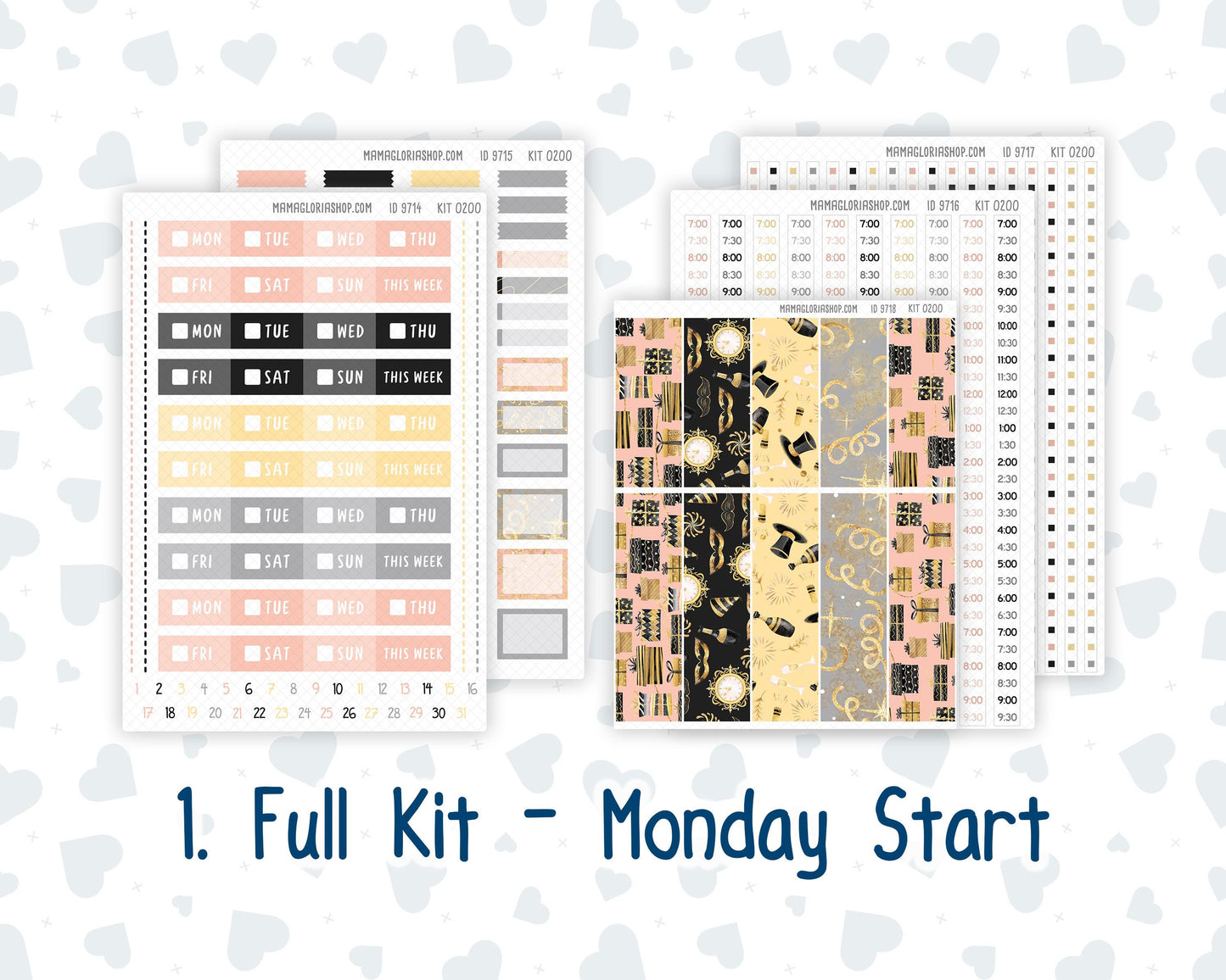 Kit 0200 Laurel Denise Standard Size – Weekly - Vertical Layout - Golden Hour - January - New Year