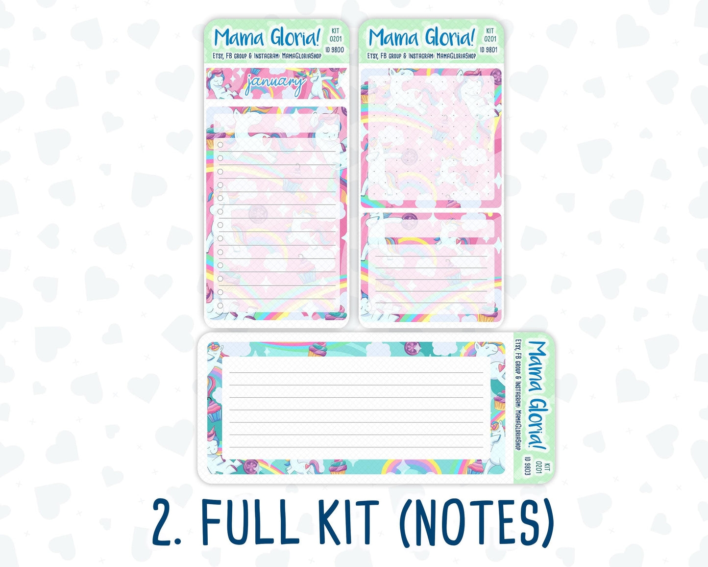 Kit 0201- 7x9 - Dream Big - January - Notes Pages - Dashboard Kit - Productivity Page