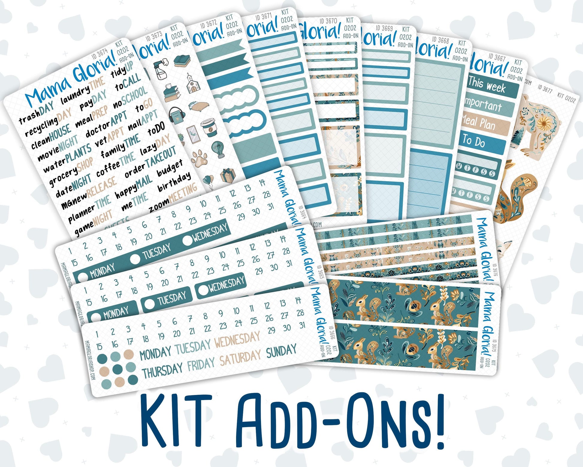 Kit 0202 Add Ons - Folky Forest - January - Planner Stickers - Kit