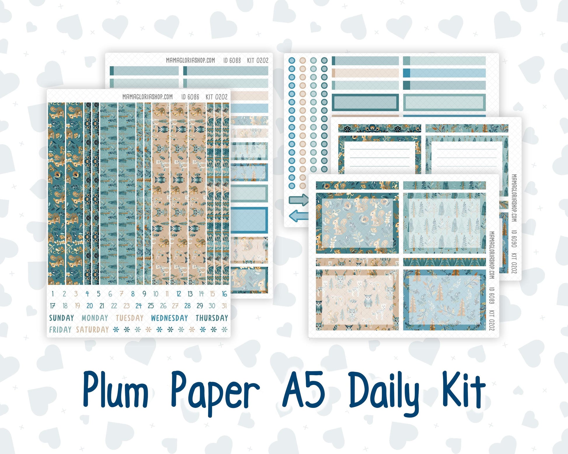 Kit 0202 A5 Plum Paper Daily - Folky Forest - Planner -January