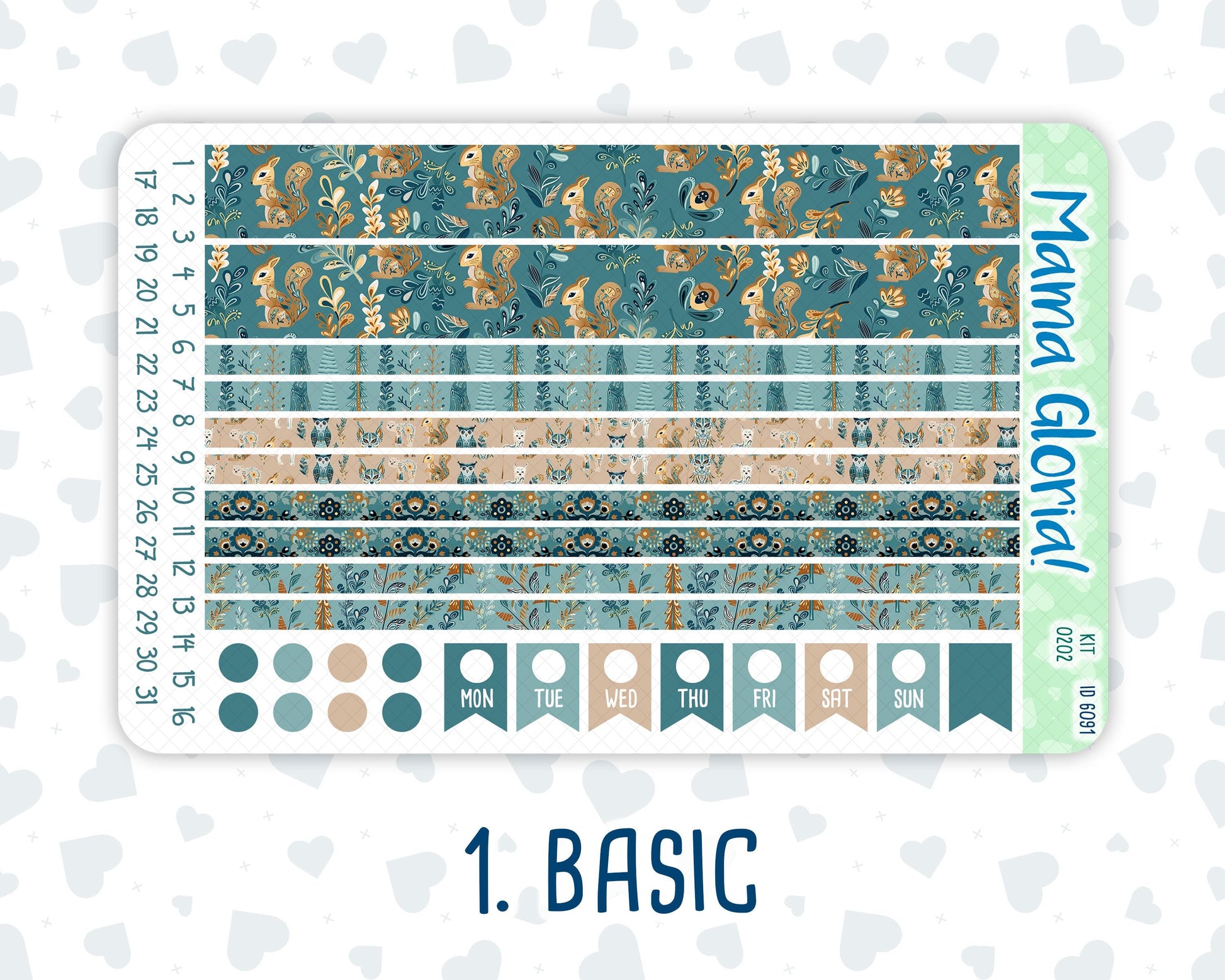 Kit 0202 -7x9 - Folky Forest - Weekly Kit For EC Horizontal Planners - January