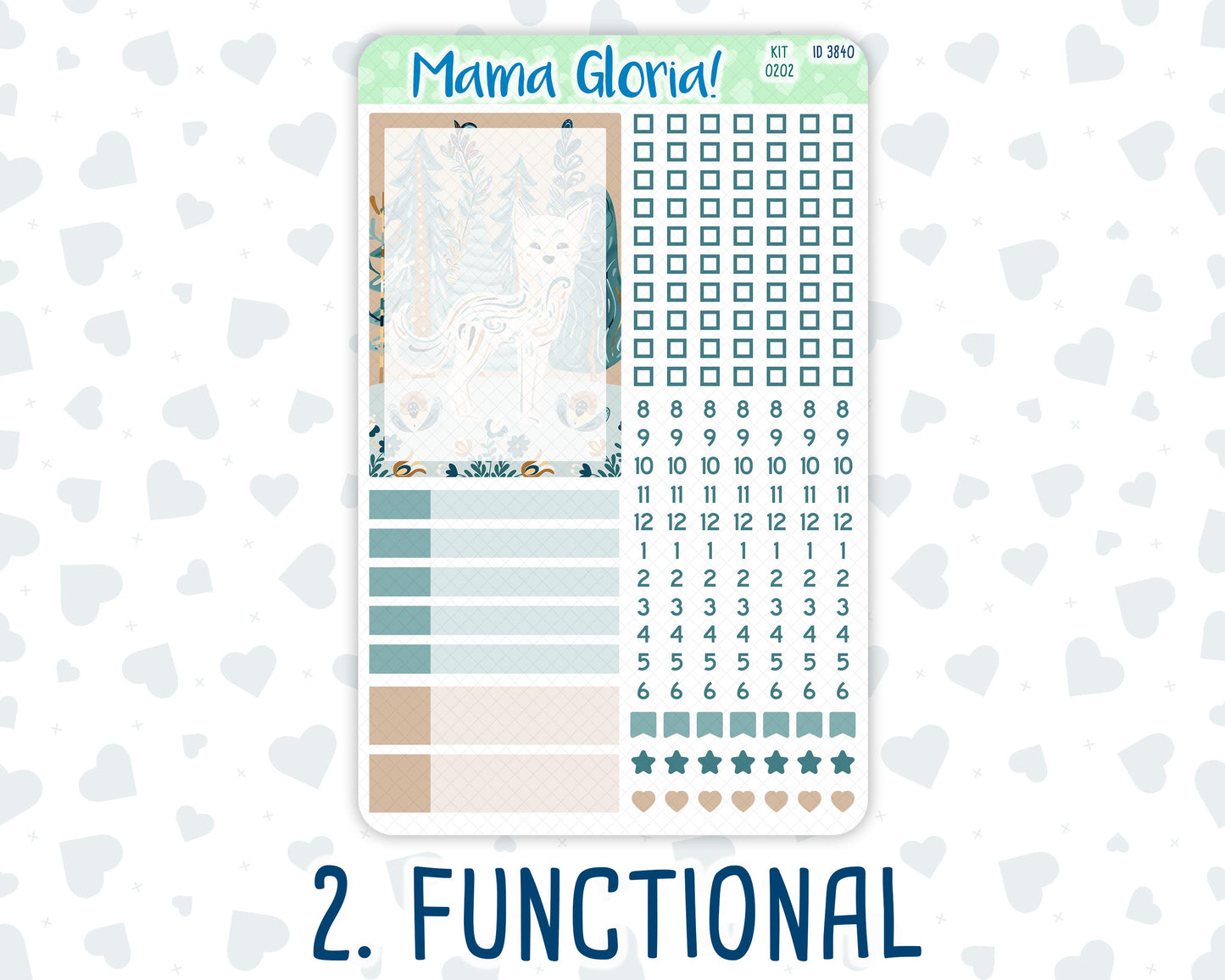 Kit 0202- A5 Compact Vertical - Folky Forest - Weekly - January