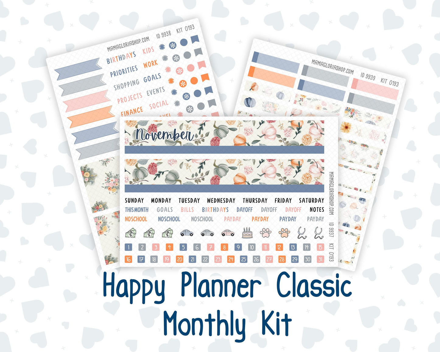 HP - Monthly - Kit 0193 - Harvest Blooms- November - For Classic Happy Planner