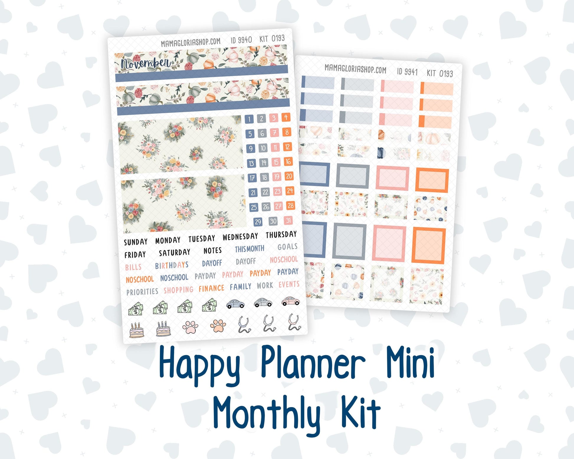 HP - Monthly - Kit 0193- Harvest Blooms - November - For Mini Happy Planner