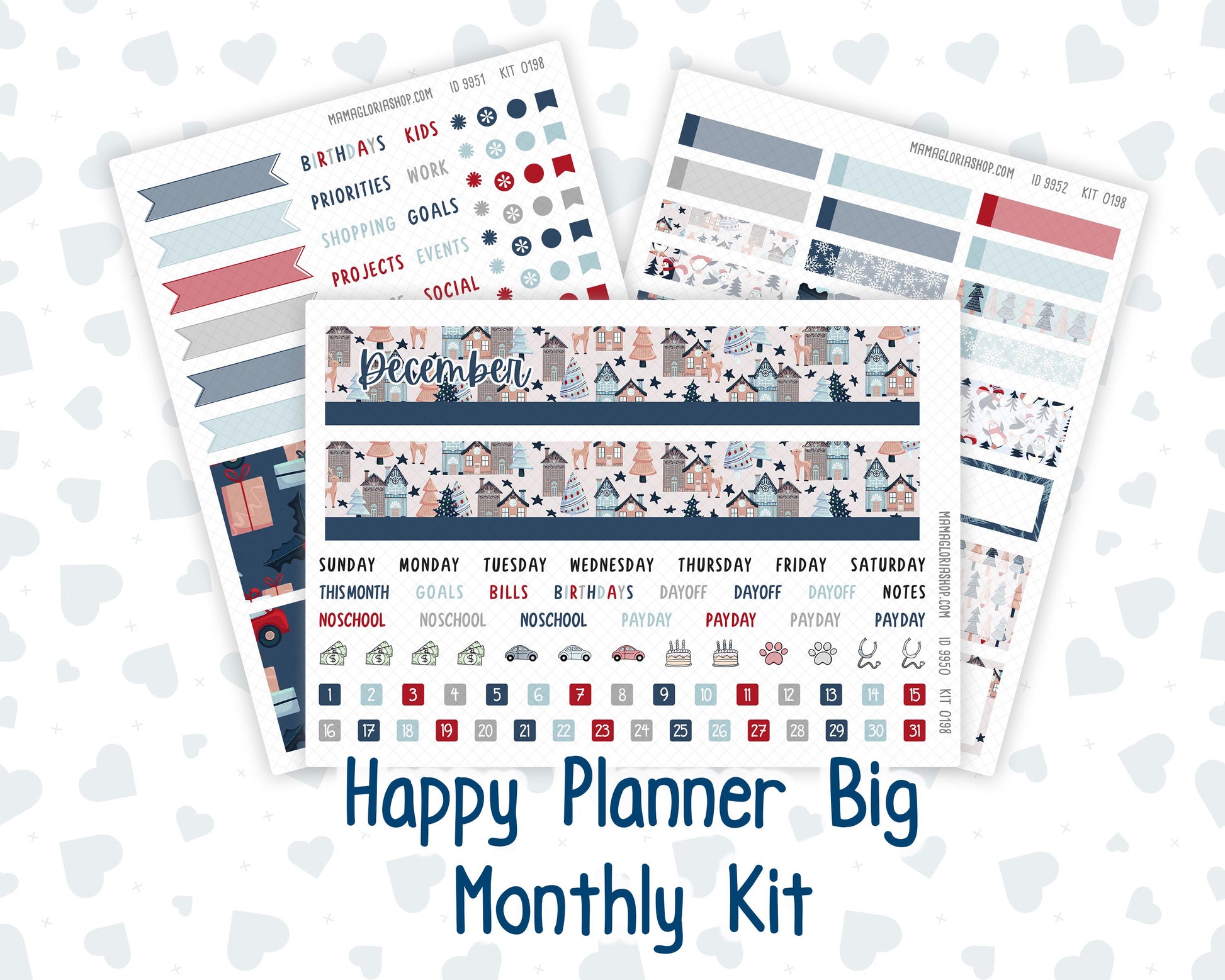 HP - Monthly - Kit 0198 - Holiday Village - December - Christmas - For Big Happy Planner