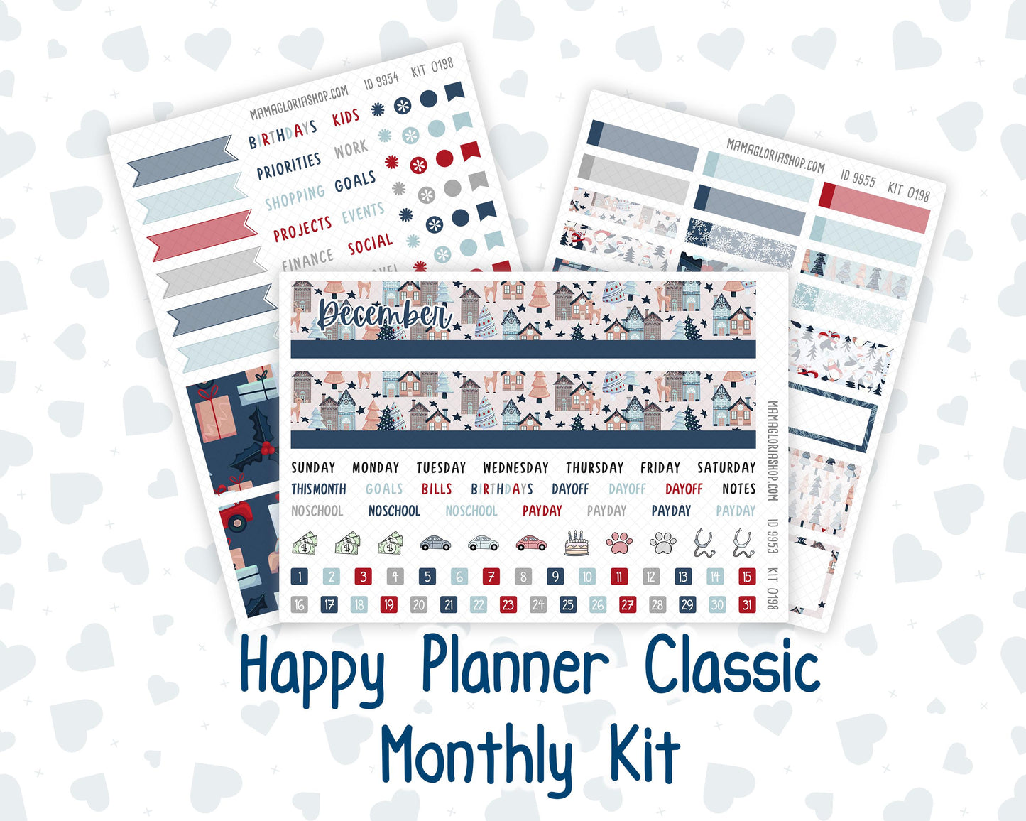 HP - Monthly - Kit 0198- Holiday Village - December- Christmas - For Classic Happy Planner